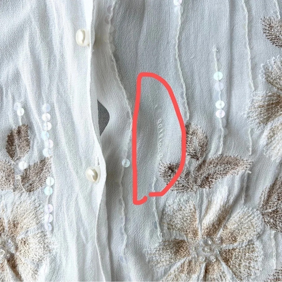 Vintage Raindrops Semi Sheer Embroidered Sequins Blouse - Picture 14 of 14